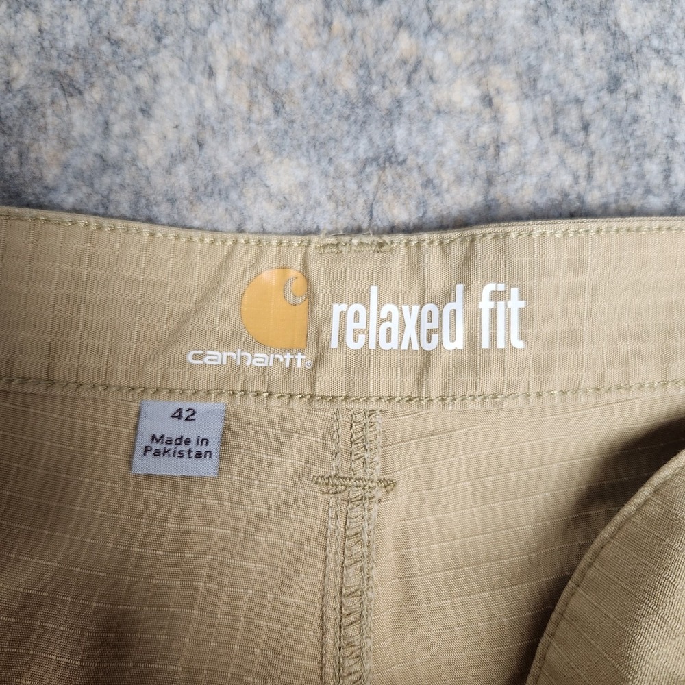 Carhartt Force Relaxed Fit Work Shorts Men 42 W 8 I Khaki Ripstop Gorpcore Hike - Picture 6 of 6